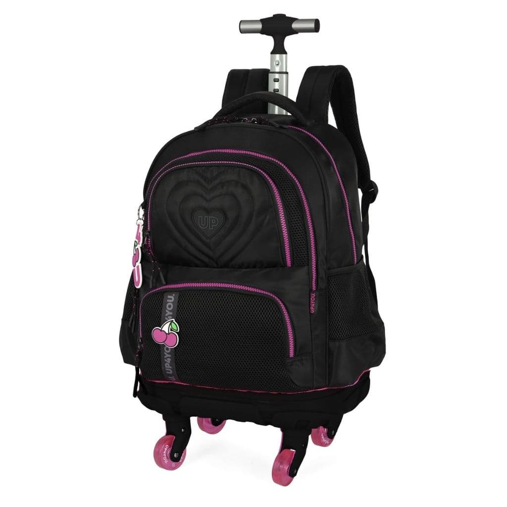 Mochila Feminina Rodinha de Skate 360º Juvenil UP4YOU Preto