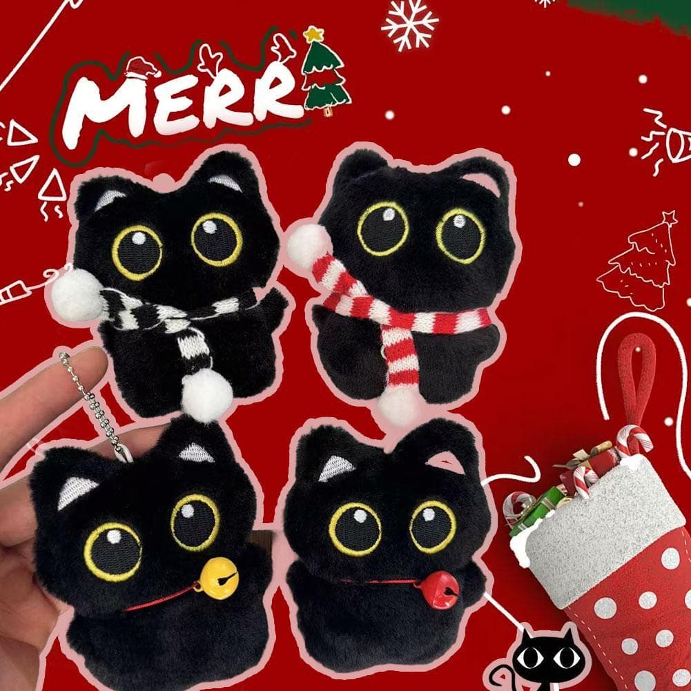 Chaveiro De Gato Preto De Pelúcia , Brinquedo De Gatinho Fofo Com Som De Rangido , Animal Macio Para W3z8