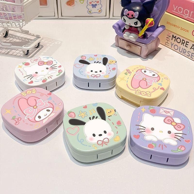 Caixa de Armazenamento para Lentes de Contato Kawaii Hello Kitty Sanrio Kt 5BQW