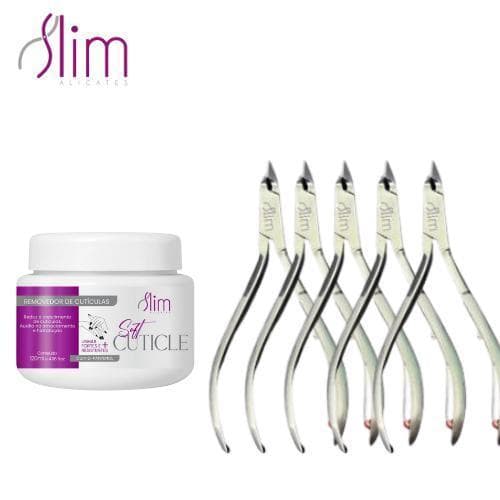 Kit 5 Alicates de Cutícula + 1 Amolecedor de Cutícula Slim – Manicure e Podologia Profissional