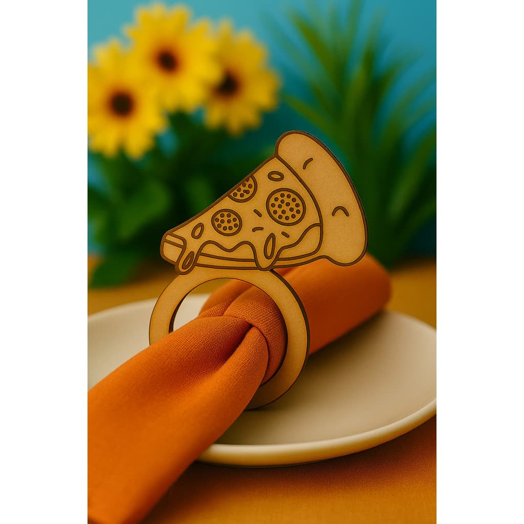 Porta Guardanapo Indivudual Anelado - Mesa Posta - Fatia De Pizza - Kit Com 12 Unid.