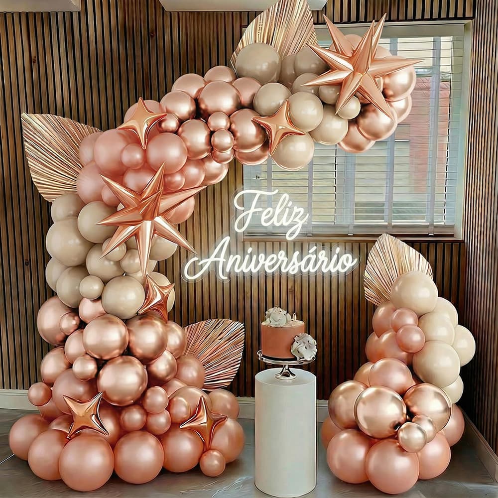 Balão de Aniversário Bexigas 132 Peças Balões Kit Com Flores Para Decoração de Festa Banquetes M1084