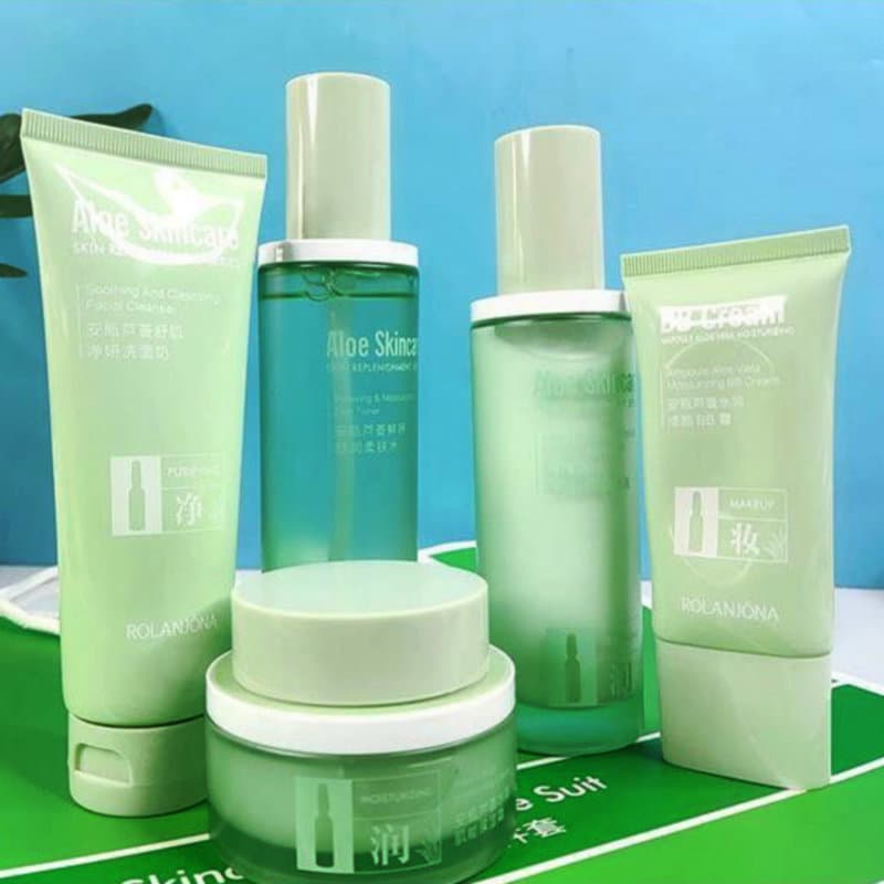 Lu Lanjina Contador Genuíno Aloe Vera Calmante Hidratante para a Pele Conjunto de Cuidados com a Pele Limpador BB Creme