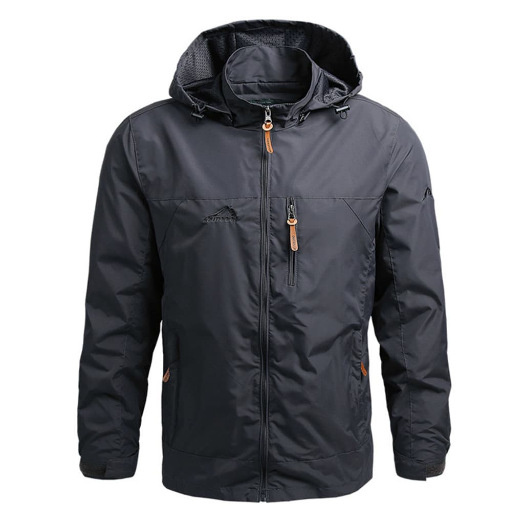 A jaqueta masculina com capuz RCYB é quente, impermeável e à prova de vento, adequada para caminhadas e pesca.