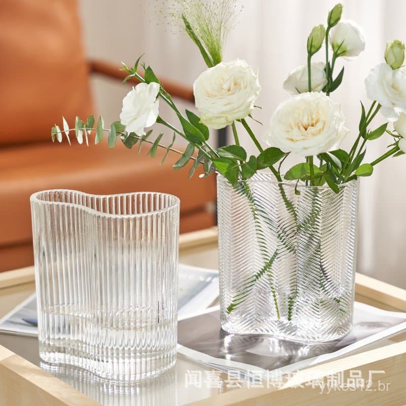 Decoração de vaso de vidro de alta qualidade em estilo nórdico, transparente, com um toque de sofisticação, arranjo de t
