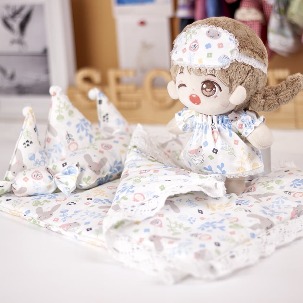 Roupas de boneca de algodão, camisola azul "Paraíso", máscara para os olhos, pijama, conjunto de dormir, brinquedo de pe