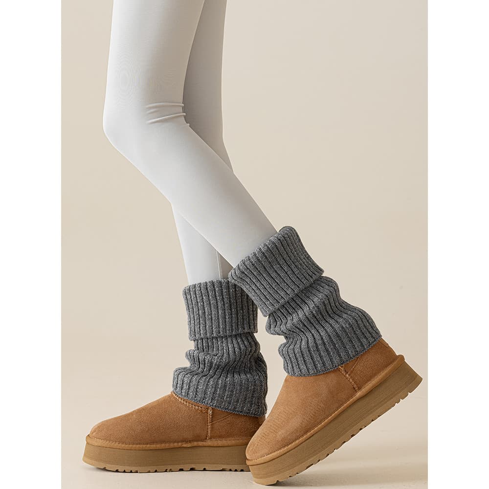 Meias de malha de lã pilha meias tubo médio longo flangeando outono inverno engrossado combinando calças de Yoga botas d