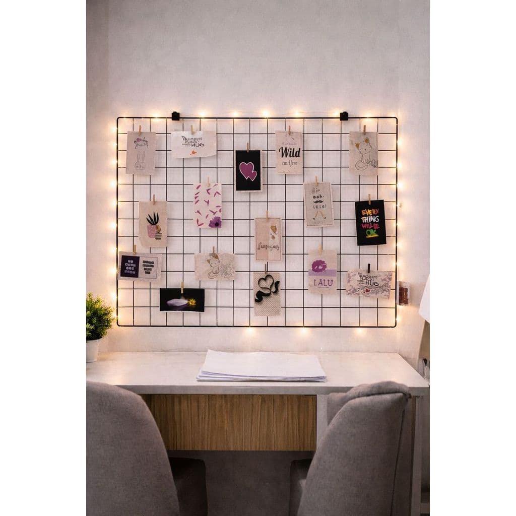 Mural De Fotos Memory Board Painel Aramada Com Led 40x60