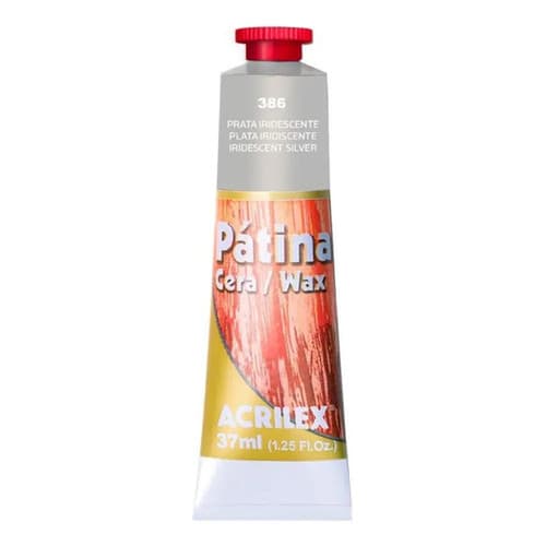 Acrilex Pátina 35ml Tinta Efeito Envelhecido Prata Iridescente / 386