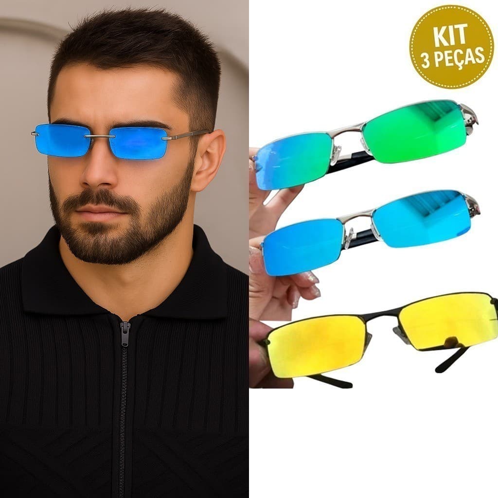 OFERTA IMPERDIVEL KIT 3 Lupinha do Vilão Espelhada Lupa de Vilão Top Proteção UV400 - Só aqui