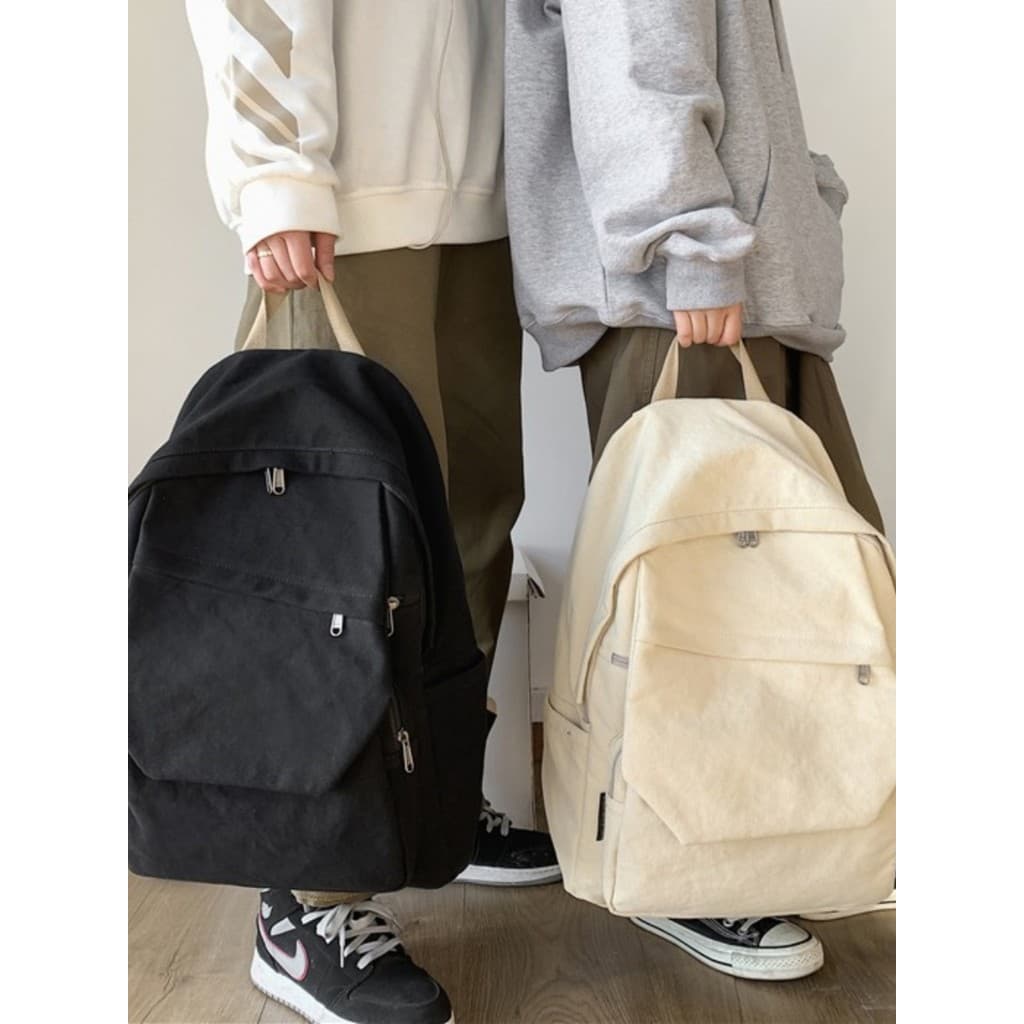 Francês MKPREF mochila de lona feminina grande capacidade mochila Casual júnior escola secundária estudantes universitár