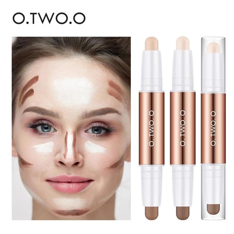 Bastão de contorno de duas cabeças, sombra de destaque tridimensional, sombra de nariz, brilho facial, modificação de co