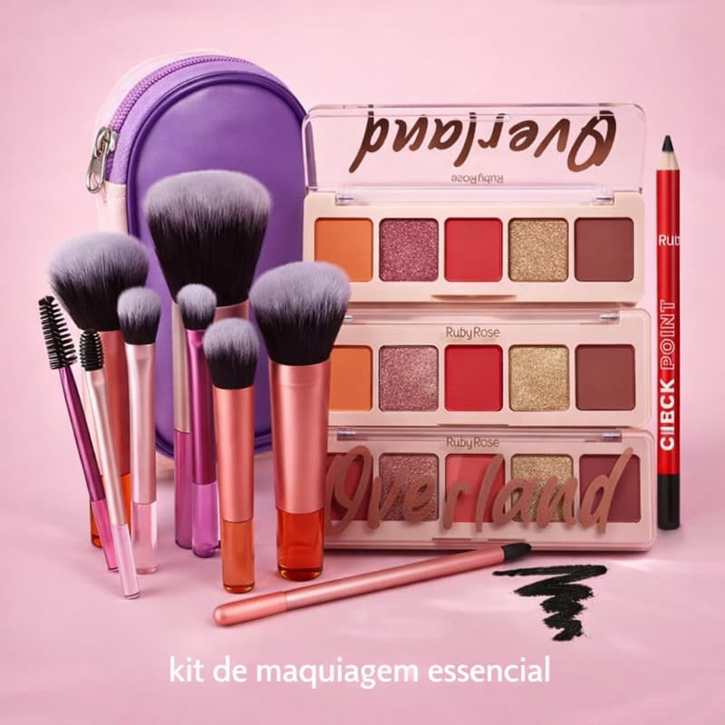 kit maquiagem ruby rose + pincéis