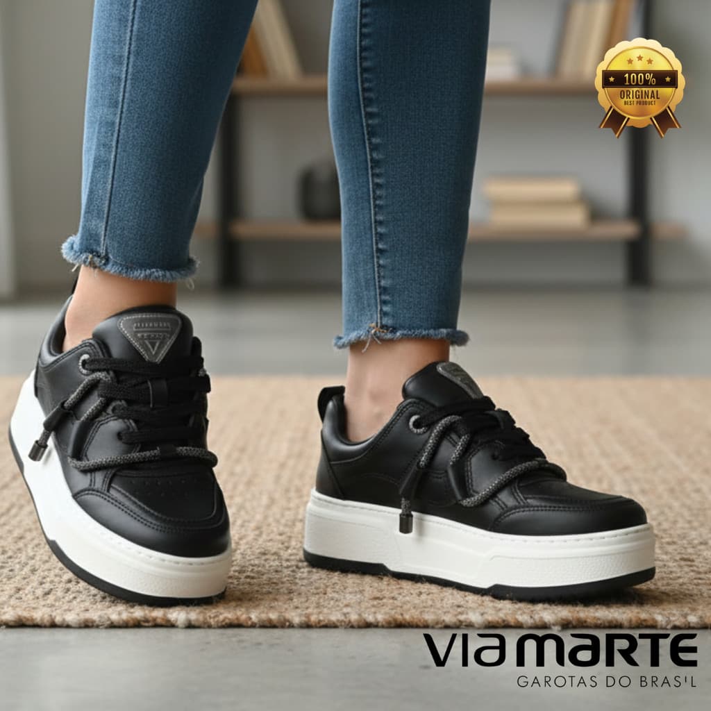 Tênis Feminino Via Marte Chunky Plataforma Casual Confortável Moderno Original