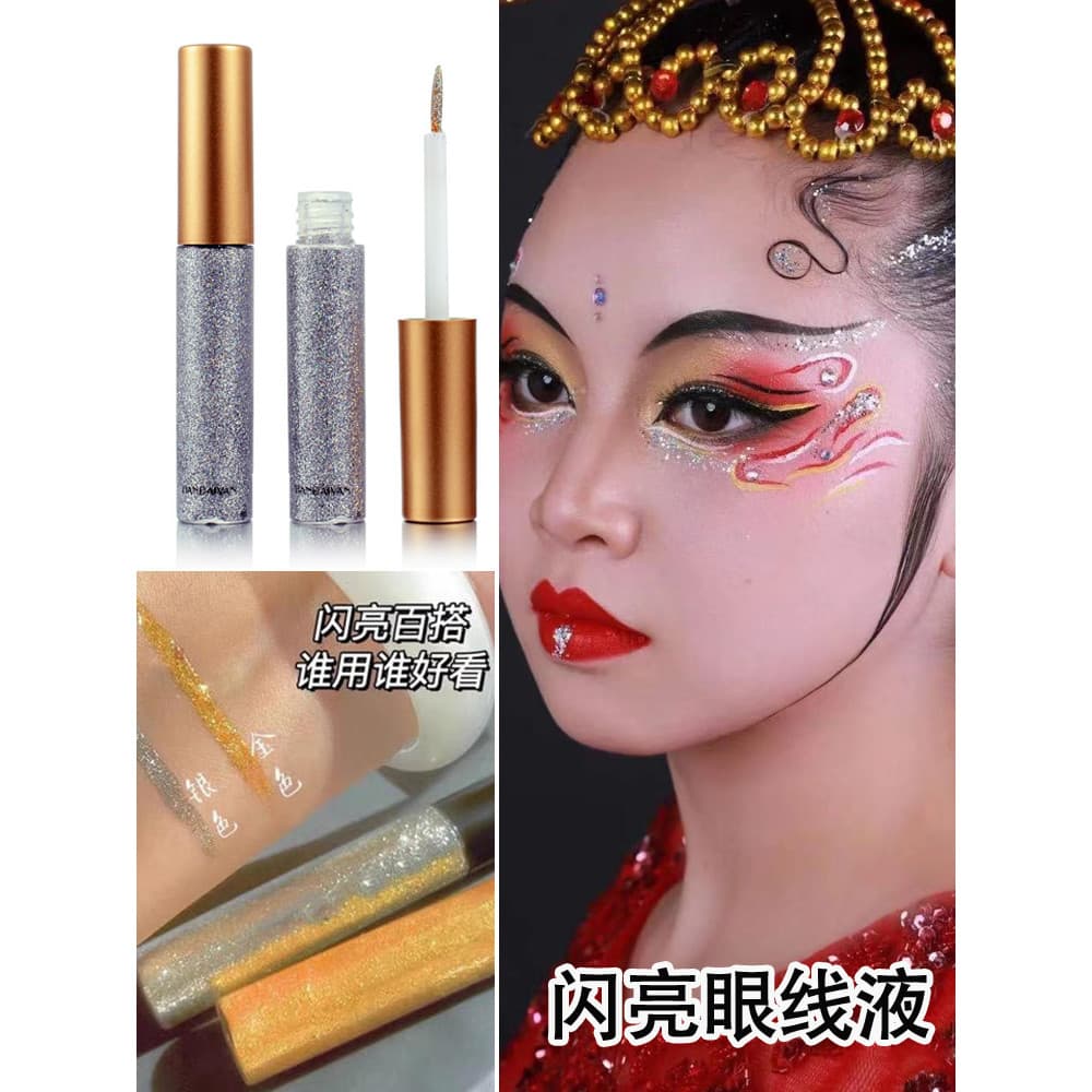 Crianças sombra brilhando Glitter líquido prata delineador diamante brilhante perolado dourado maquiagem dos olhos brilh