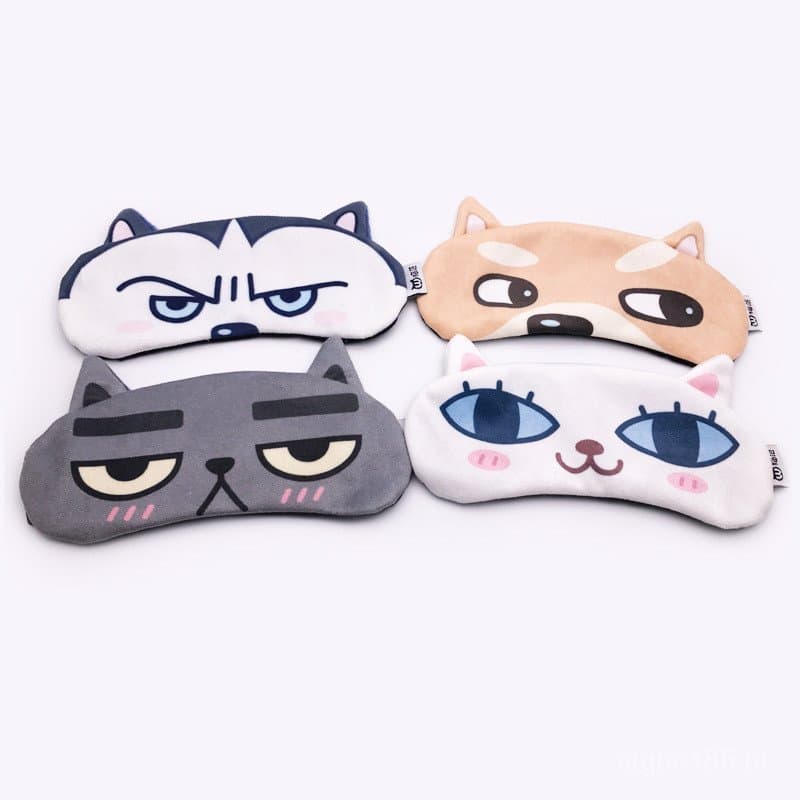 Máscara para dormir, máscara de olhos com tema de desenho animado, com tema de gato, dupla função para compressa fria e