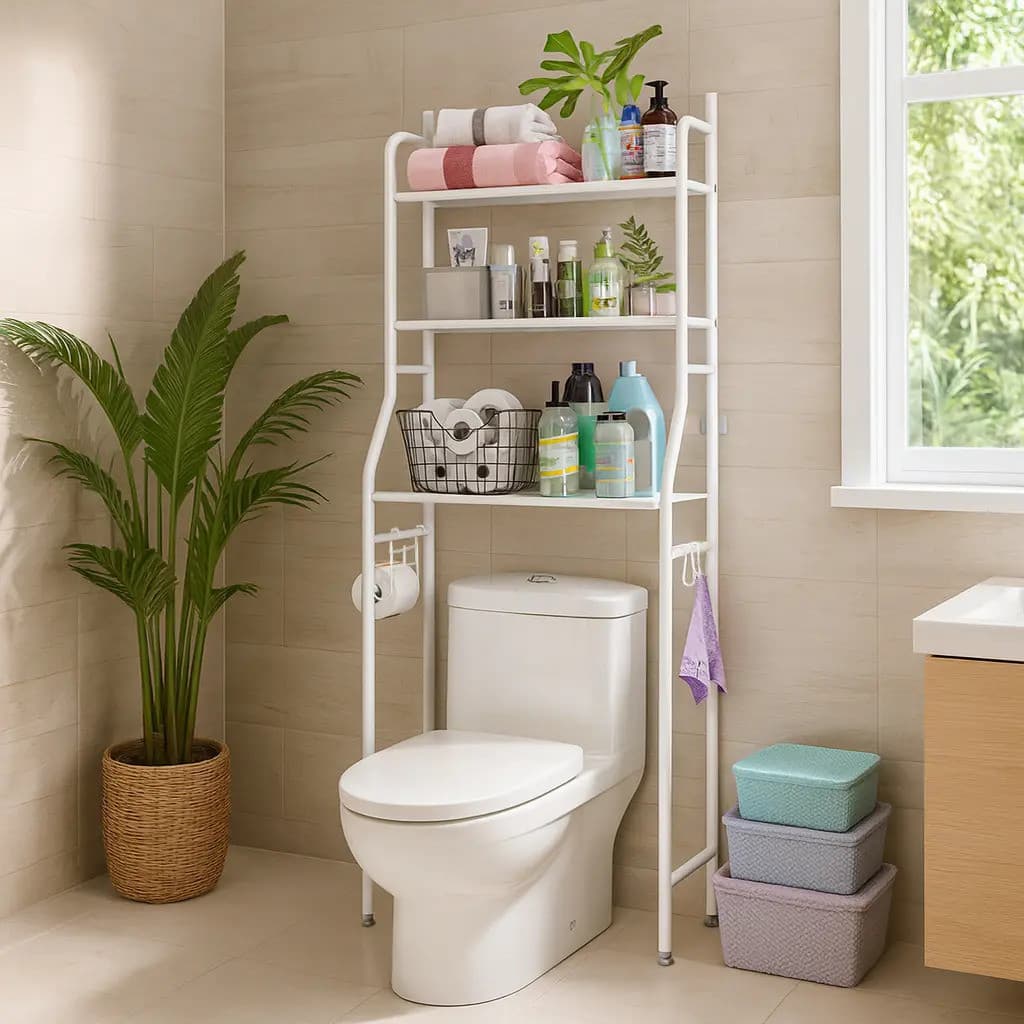 Rack Banheiro Estante Prateleira sobre vaso sanitario Metal Organizador Toalete Varanda