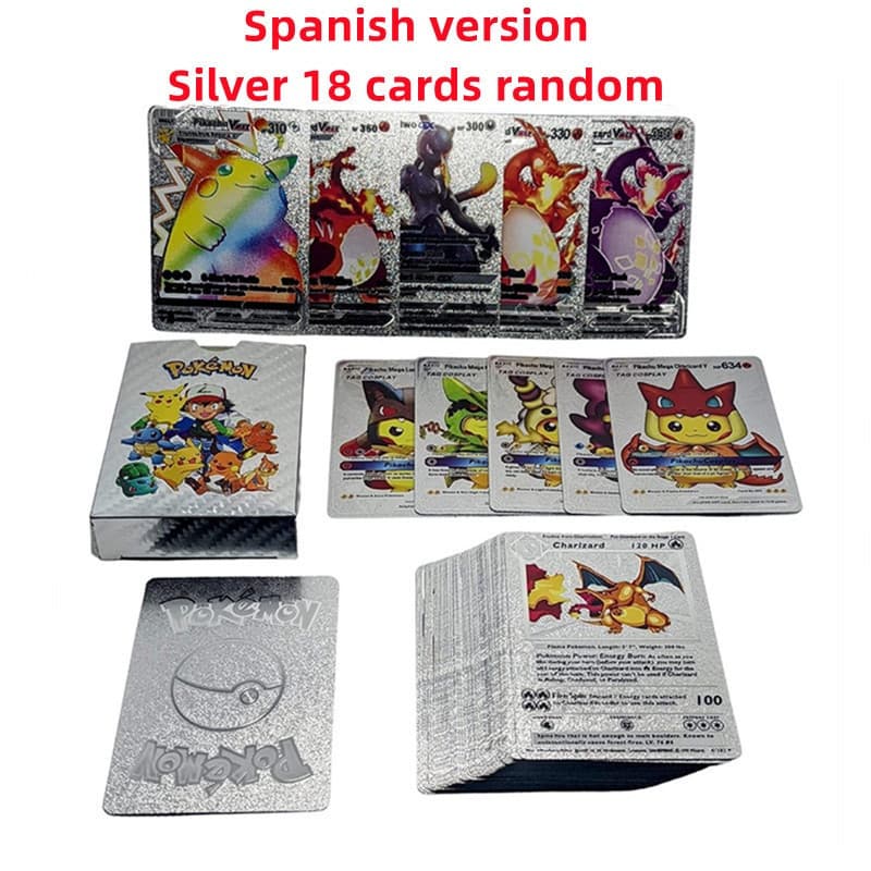 Espanha Original Pokémon Card Ouro Preto Prata Charizard Pikachu Battle Collection Trainer Toy ZKWP