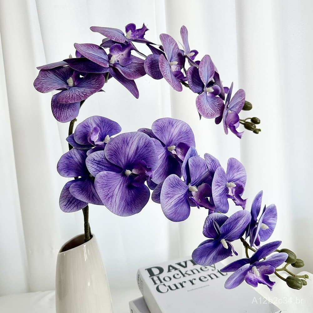 Flor Artificial Phalaenopsis Merley de 9 Hastes para Casamento, Impressa em 3D, em Borracha Macia, Arranjo Floral para D