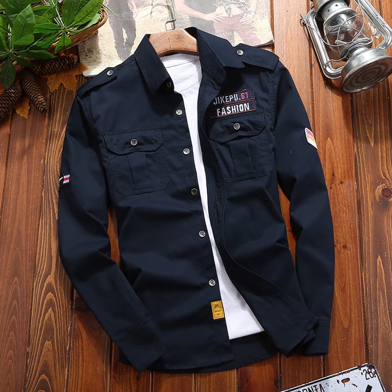 Camisa de manga comprida masculina primavera outono topo fino jaqueta Casual mais gordura plus Size versão coreana moda