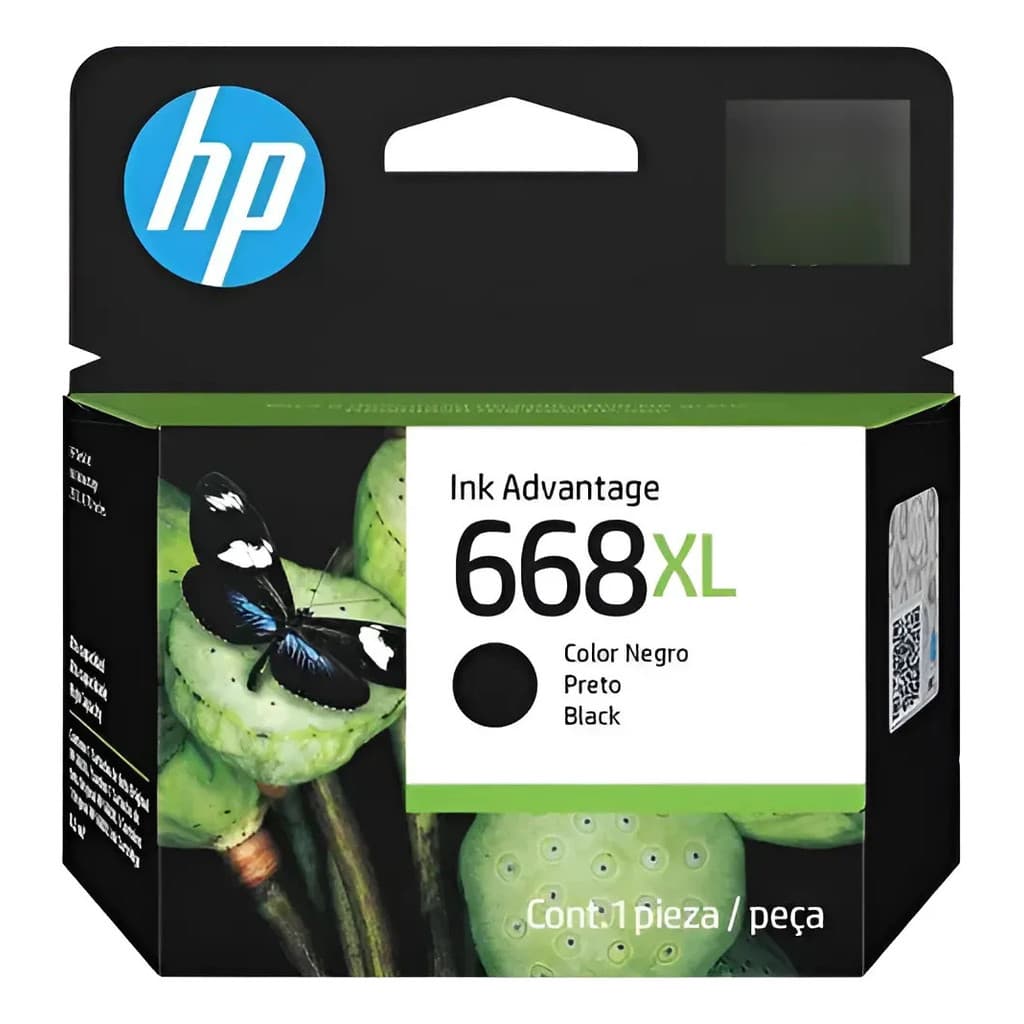 Cartucho de Tinta HP 668XL Preto Original (7FP39VL) 2975 400 PAGINAS