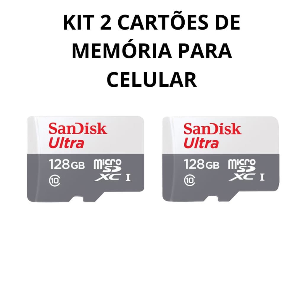 Kit 2 cartões de memória 128gb ultra muito mais memória Celular