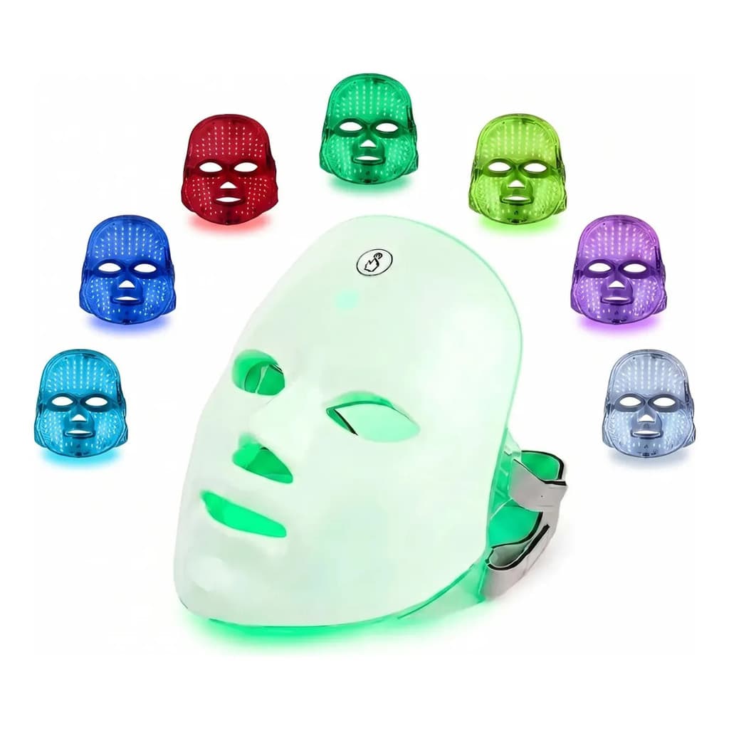 Máscara Led 7 Cores Tratamento Facial Fototerapia Rejuvenescimento Acne Sem Fio Recarregável