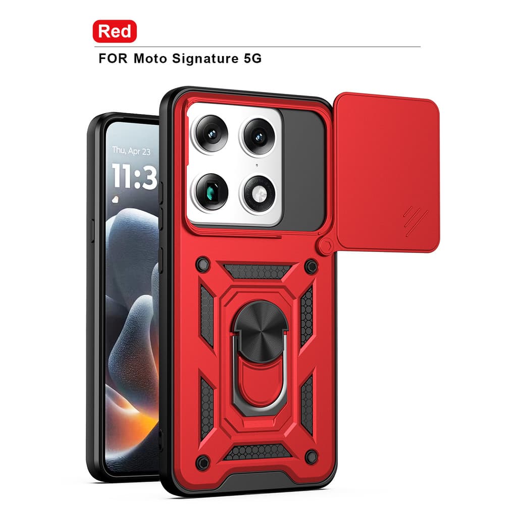 Capa De Telefone Resistente À Prova De Capinha Para Motorola Signature 5G 360 Anel Magnético Com Câmera Deslizante Supor