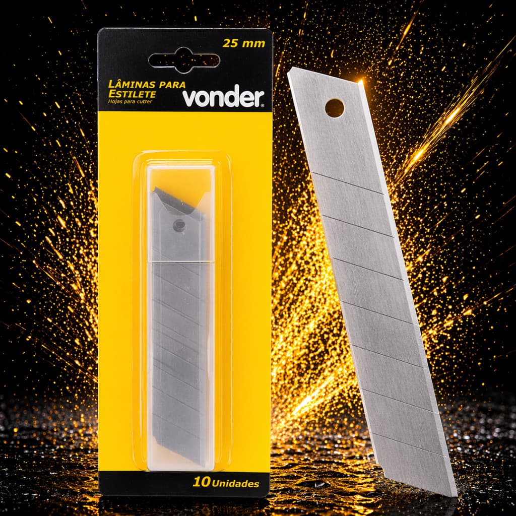 Kit 10 Lâminas Para Estilete De 25mm Vonder