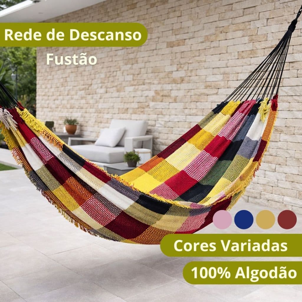 Rede de Descanso Fustão Reforçada para Acampamento e Caminhada  e no lazer de sua casa
