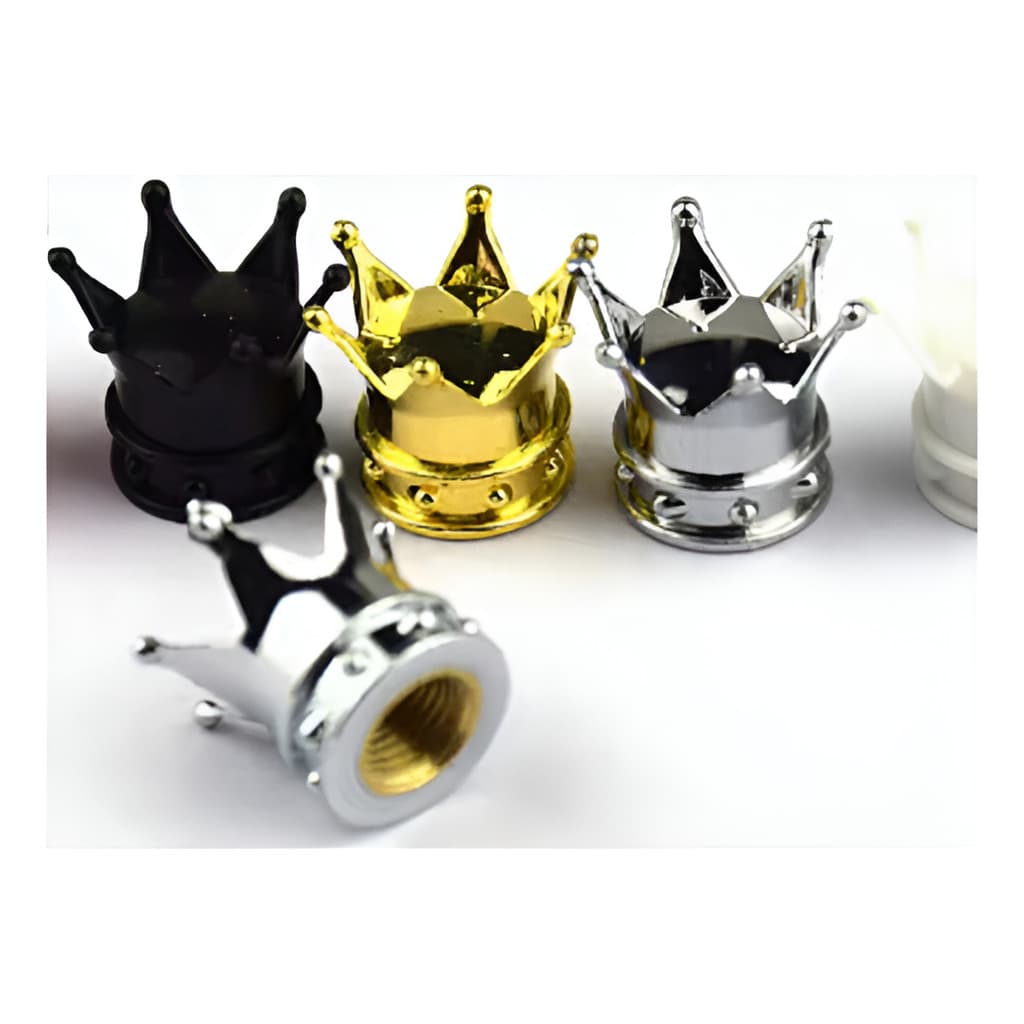 Kit 4 Tampas De Válvula Bico Pneu Formato Coroa Moto Carro