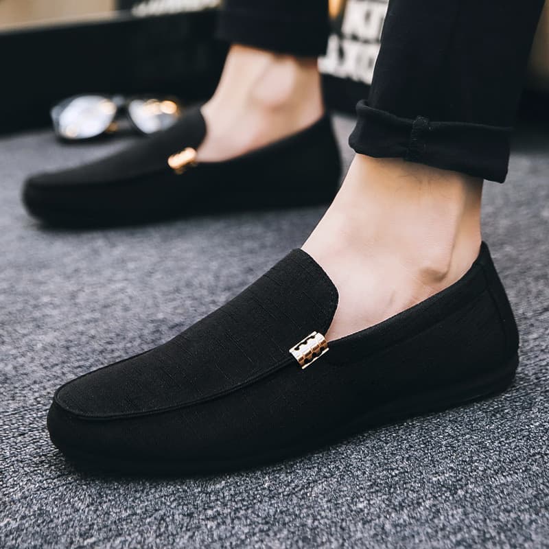 2025 sapatos de pano ervilhas sapatos casuais masculinos versão coreana na moda ervilhas preguiçosas deslizamento em sap