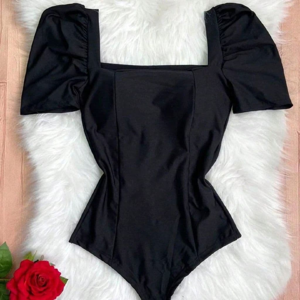 Blusa Body Feminino Manga Bufante Suplex Moda Super Envio