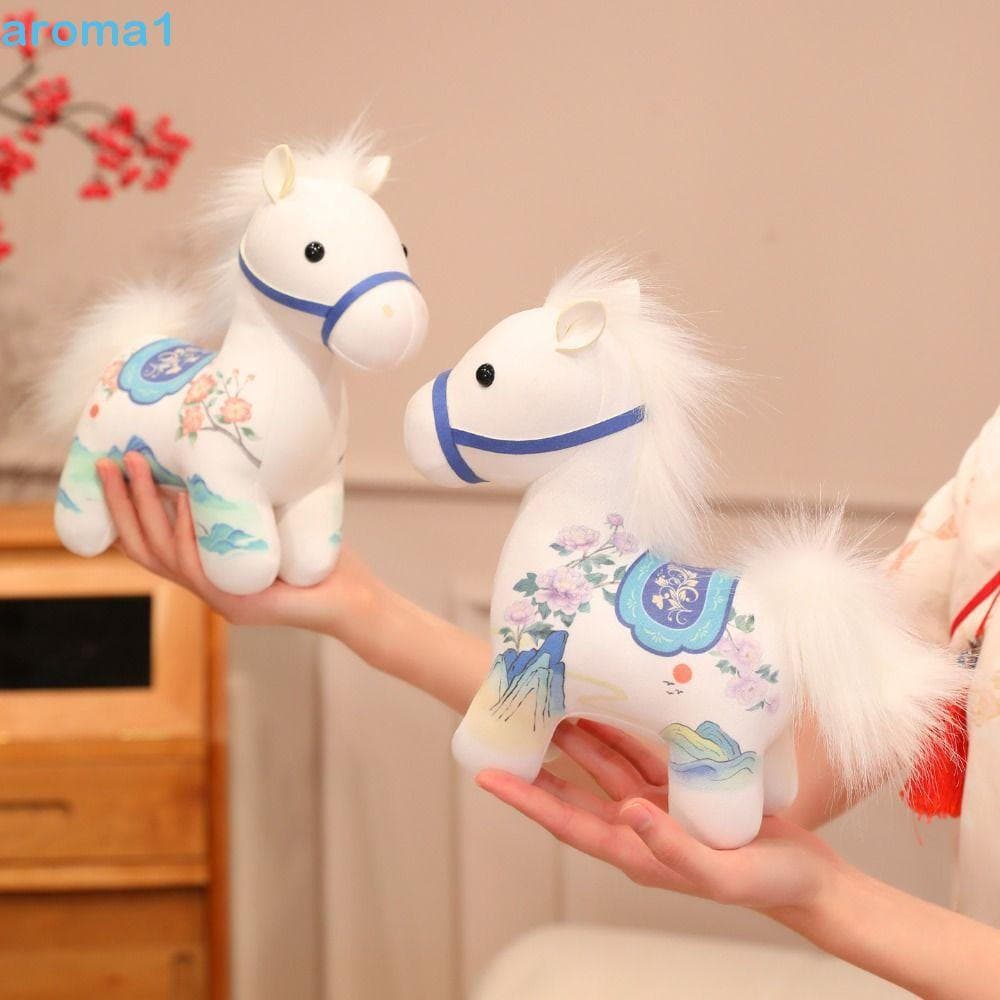 Boneca de Cavalo de Desenho Animado AROMA1, Brinquedo de Pelúcia de Cavalo Pequeno do Zodíaco em Algodão PP Fofo, Pingen