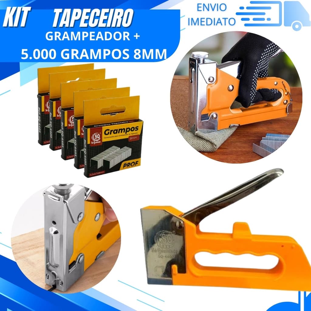 Grampeador Manual Ou Grampos Profissional de Tapeceiro com Grampos 8mm para Madeira Tecido e Couro