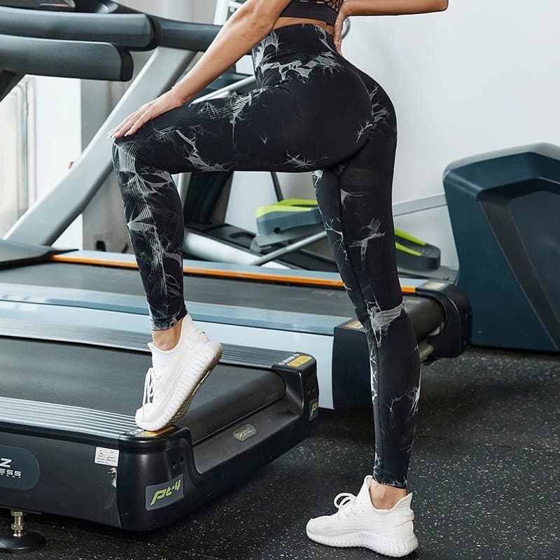 Leggings esportivas Tie Dye Tie Dye/calças de ioga Fitness de cintura alta sem costura/