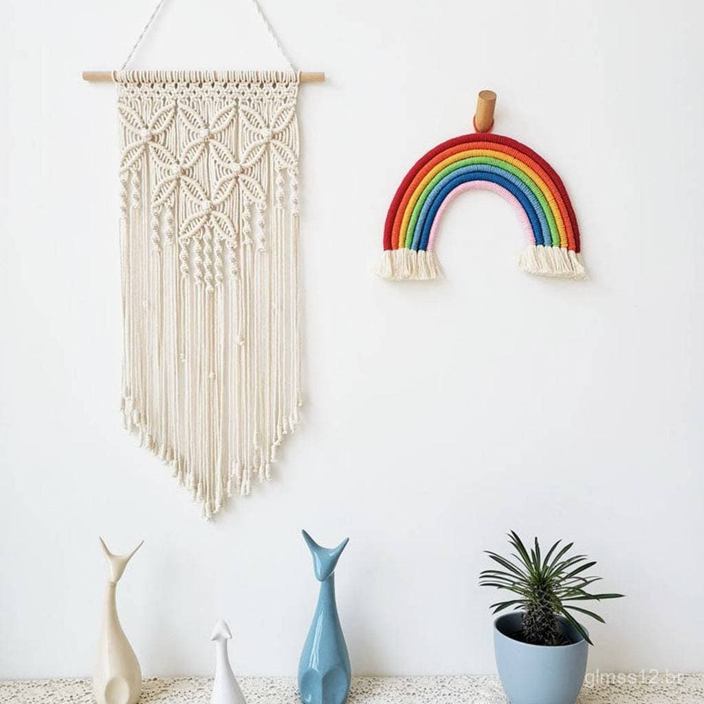 Tapeçaria nórdica artesanal para pendurar na parede, decoração de casa, fundo simples, tapeçaria boêmia para pendurar na