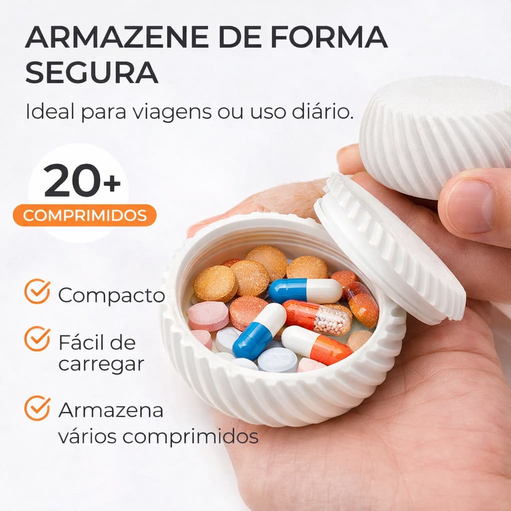 Mini Porta Comprimidos Portátil com Rosca Porta Remédio Pequeno de Bolso Organizador de Medicamentos