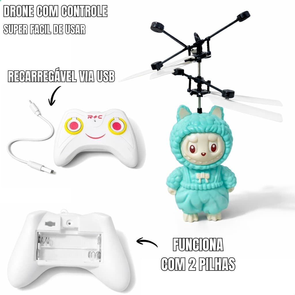 Drone Infantil Voador com Sensor LED Recarregável
