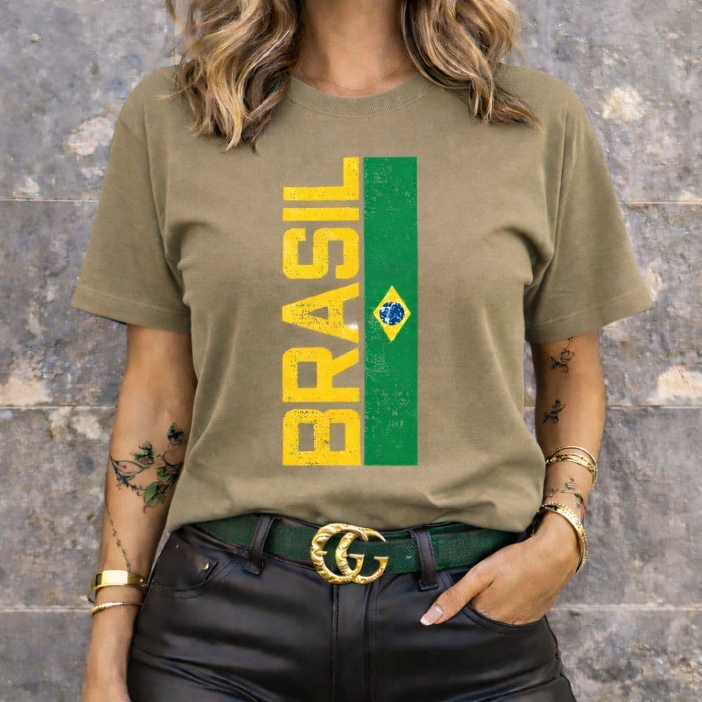 T shirt Camiseta Brasil Feminina Estampa Bandeira do Brasil Verde Amarelo Copa Patriota Camisa Algodão Premium New