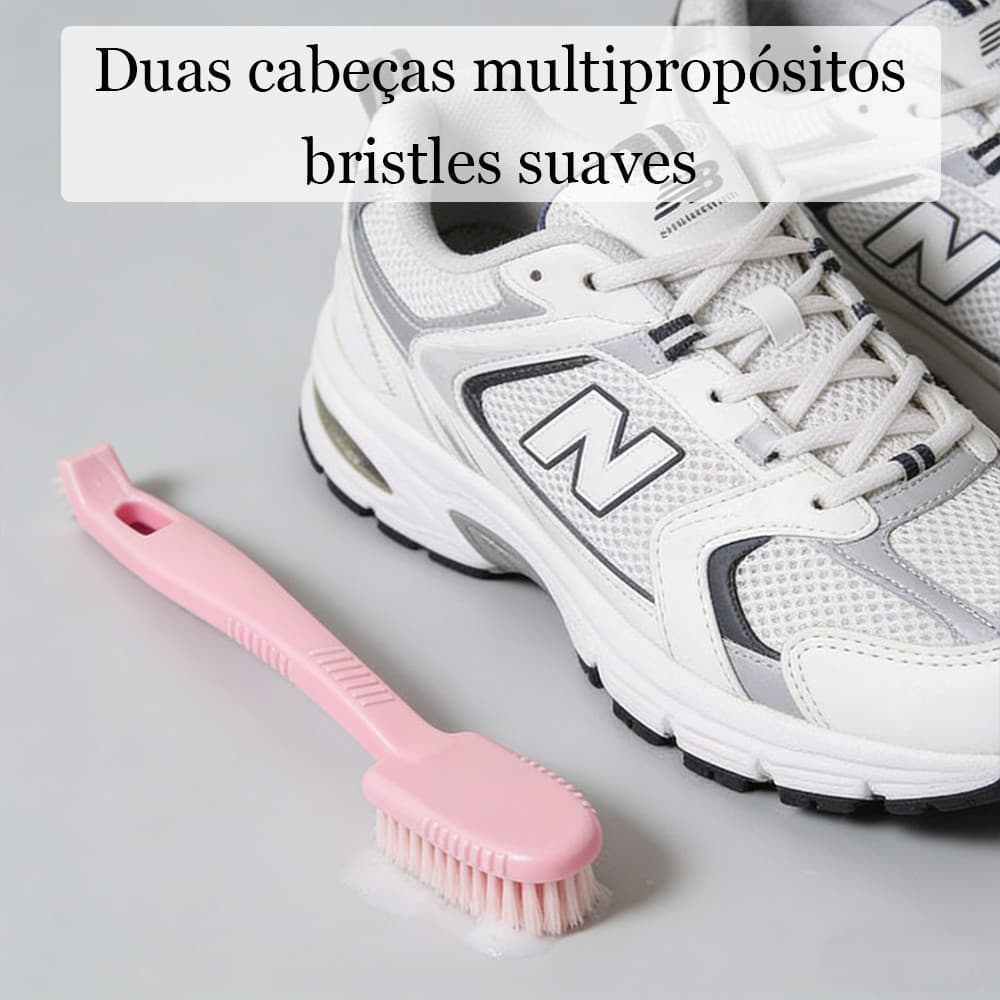 Escova de Limpeza de Sapatos de Ponta Dupla para Tênis com Cabo Longo Multifuncional para Remover Manchas Resistente
