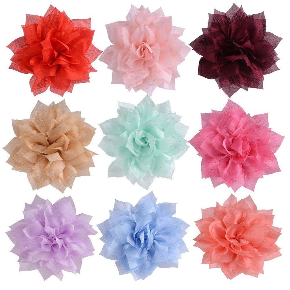 Venda direta do fabricante: tecido chiffon de 10cm com textura enrugada de casca de lótus, flores artesanais, componente