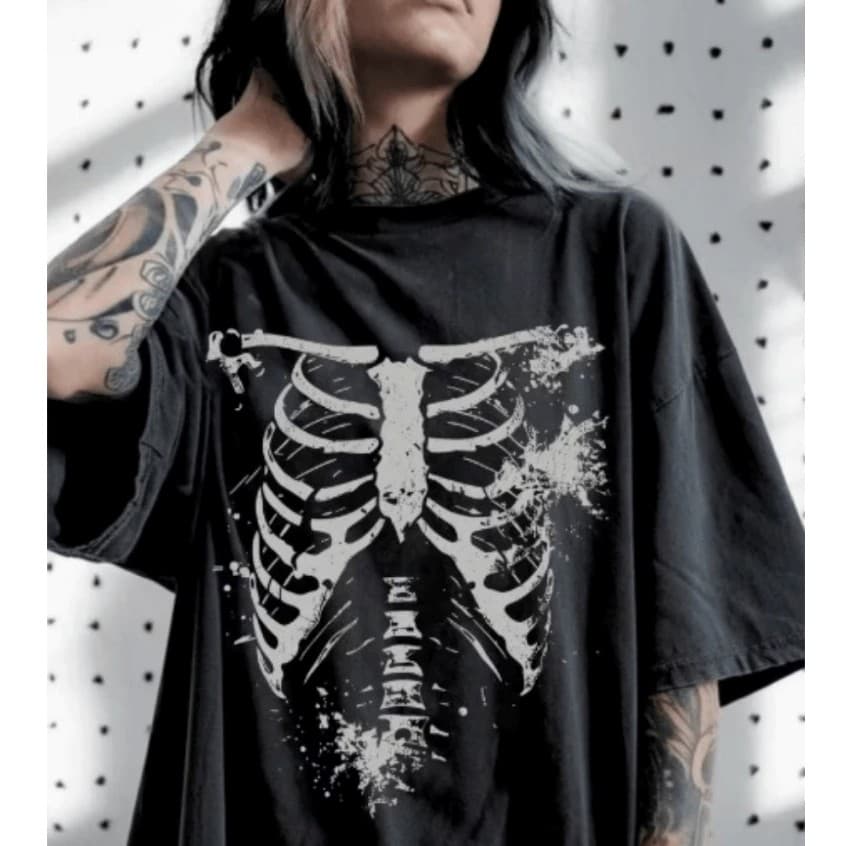 Camiseta Alternativa Gótica Tribal Rock Punk Slim Algodão Y2k