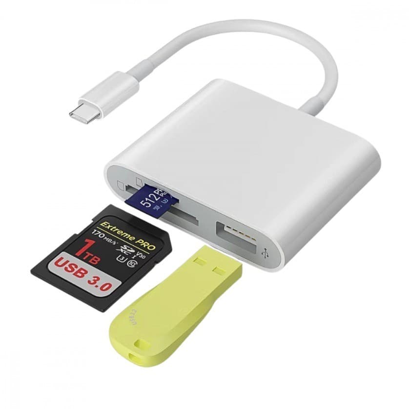 Hub Adaptador Tipo-C Leitor Cartão SD TF USBC USB 3.0