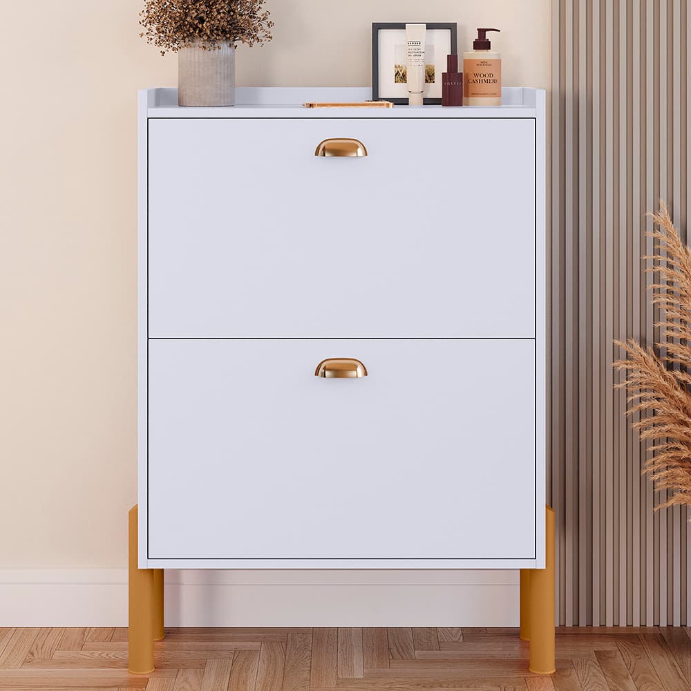 Sapateira Estreita Hall Quarto Corredor 2 Gavetas Basculante Porta Organizador Lolla 12 Pares Sapatos