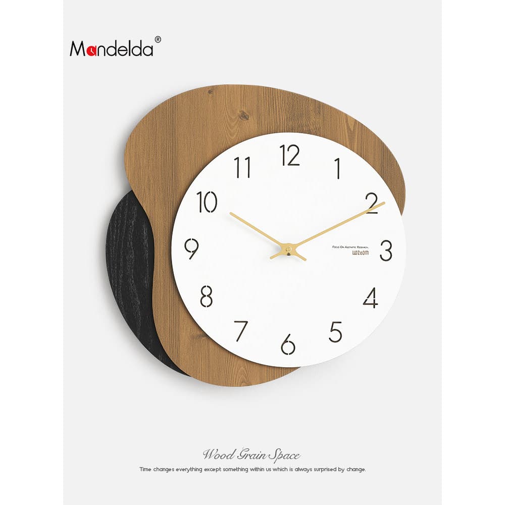 Mandelda relógio de moda doméstica sem perfuração, moderno, simples, influenciador, sala de estar, luz criativa, relógio