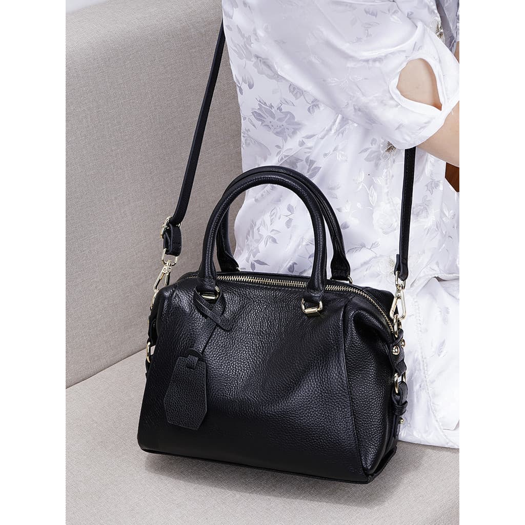 Bolsa feminina 2026 novo estilo na moda couro genuíno Boston portátil travesseiro saco moda feminina versão coreana maci