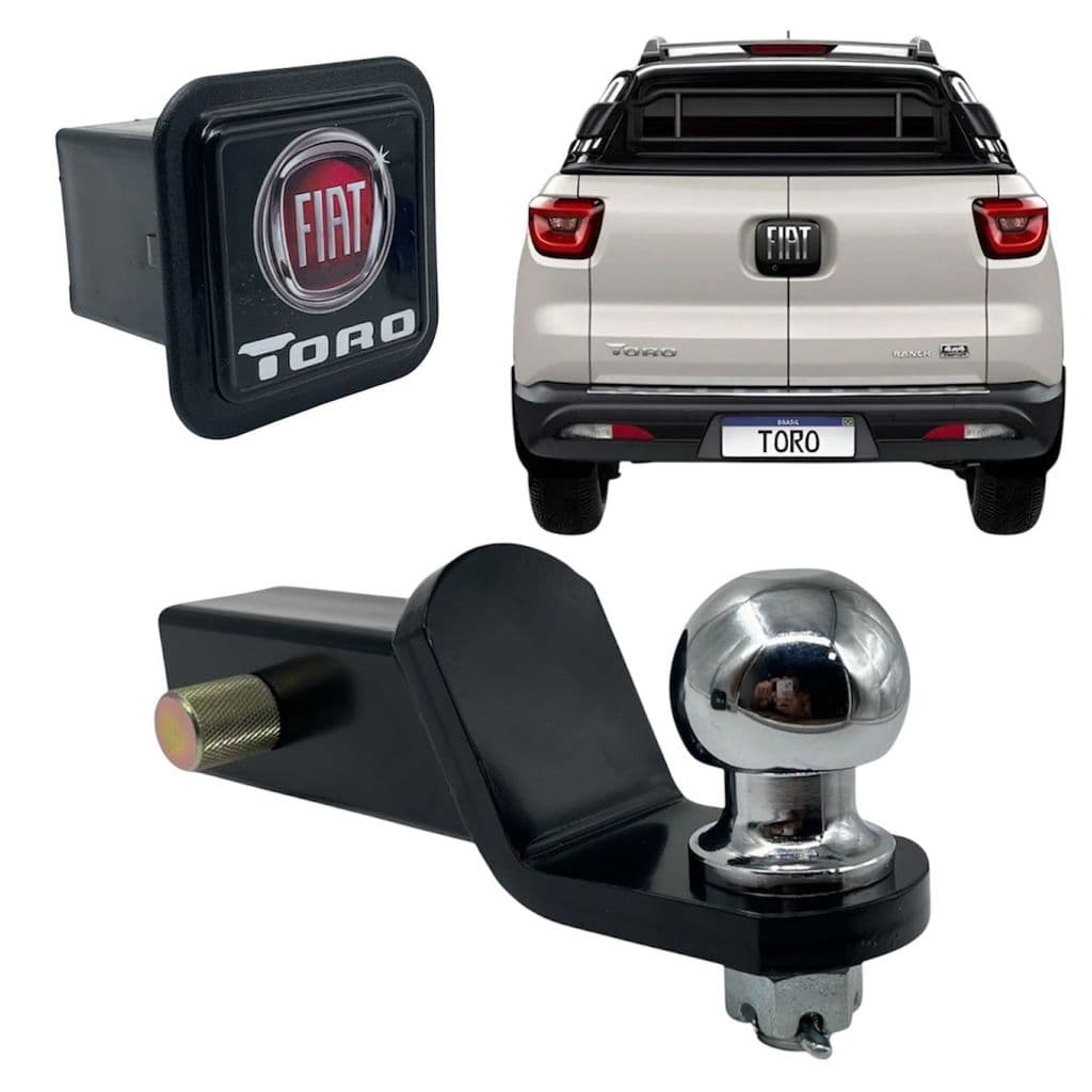 Ponteira Engate Removível Fiat Toro Todos Modelos Encaixe 5x5cm + Tampão Capa Preto Personalizado