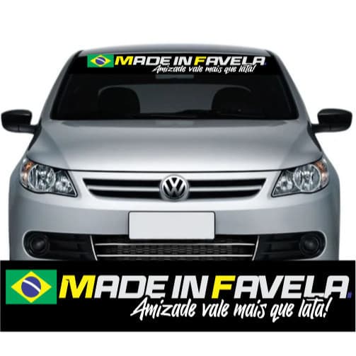 Adesivo testeira para carro caminhão made in favela vidro para brisa