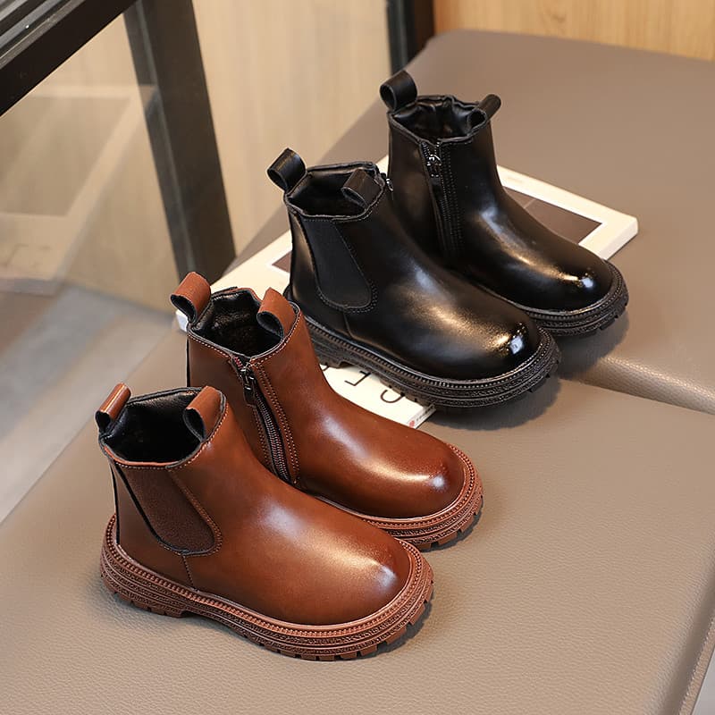 Meninas Martin botas 2025 outono inverno novo estilo crianças moda velo-velo botas estilo britânico Retro moda duas bota
